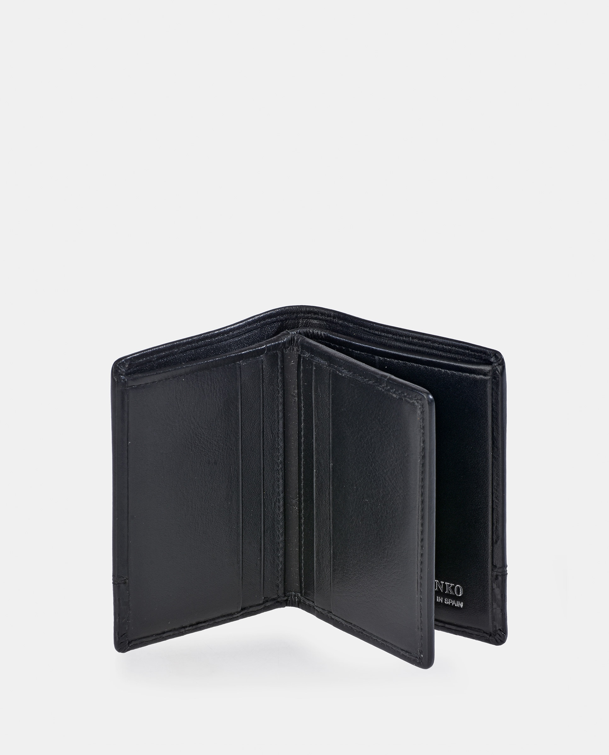 Carteira Vertical em Pele de Bovino com Efeito de Carbono Preto-4