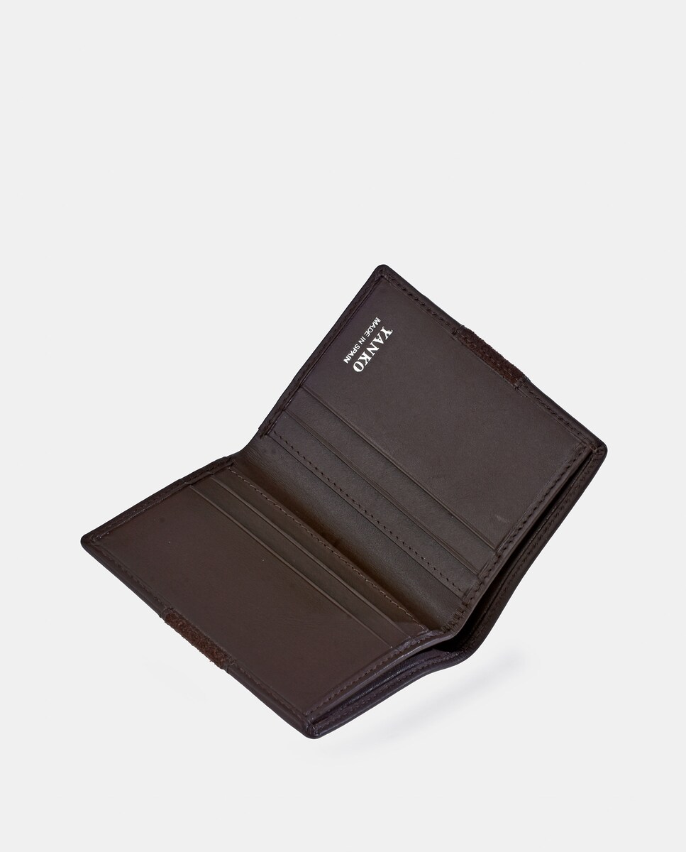 Carteira Vertical em Croute Castanho-4