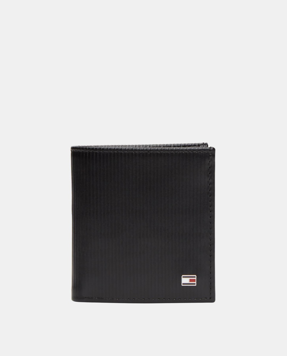Carteira Trifold em Pele com Logótipo Preto-1