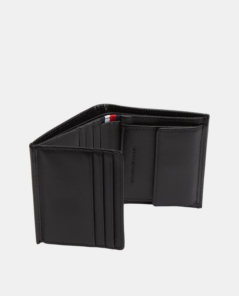 Carteira Trifold em Pele com Logótipo Preto-2
