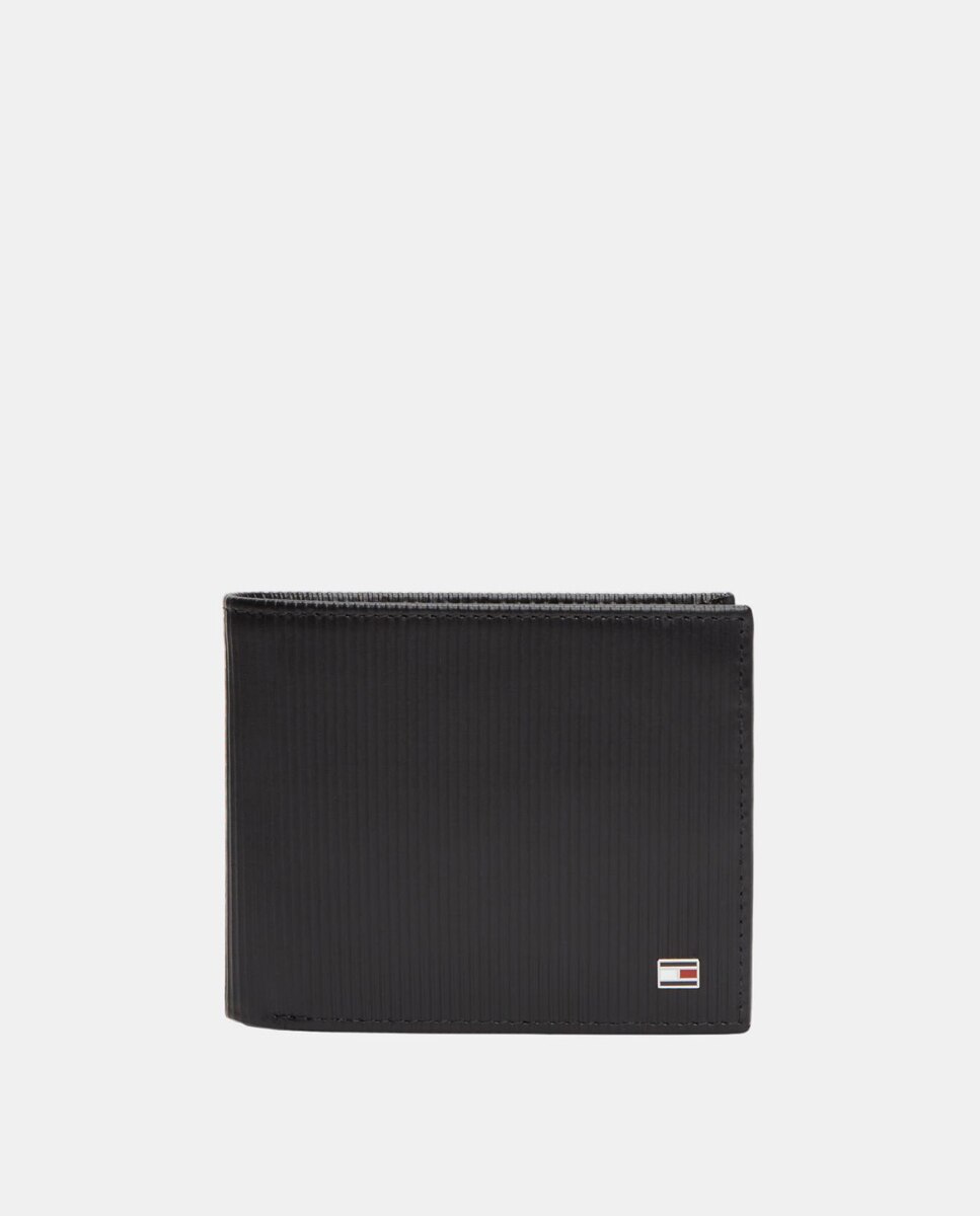 Carteira em Pele com Aba e Logótipo Preto-1