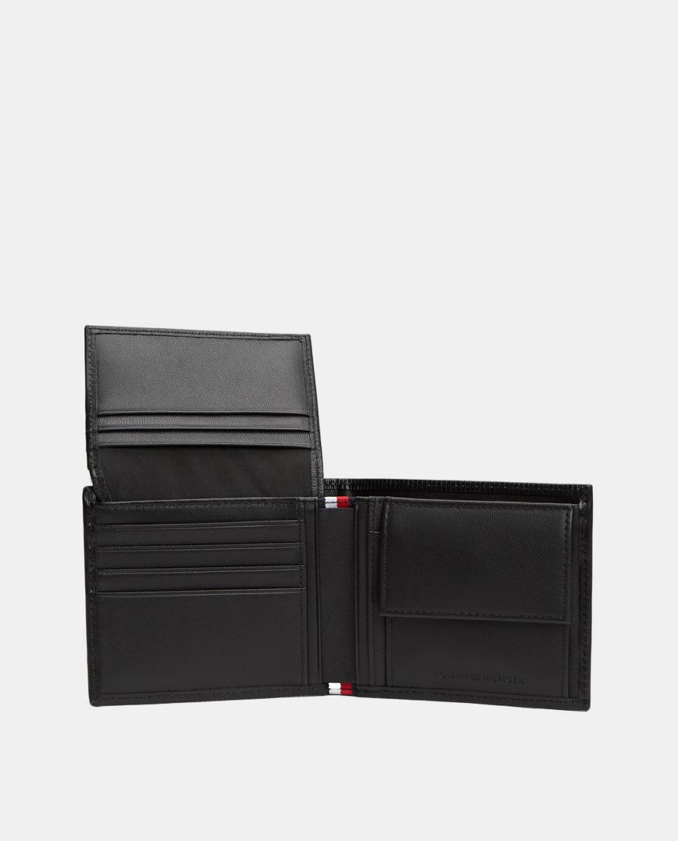 Carteira em Pele com Aba e Logótipo Preto-2