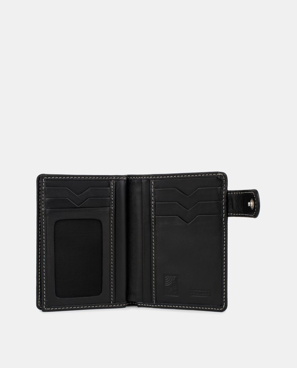 Carteira Vertical com Fecho Metálico Exterior Preto-2