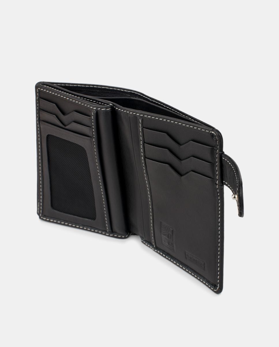 Carteira Vertical com Fecho Metálico Exterior Preto-4