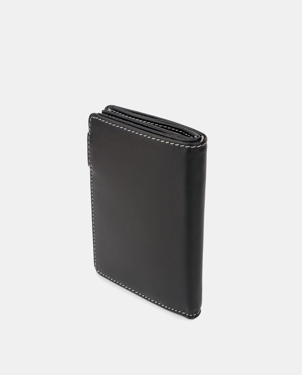 Carteira Vertical com Fecho Metálico Exterior Preto-5