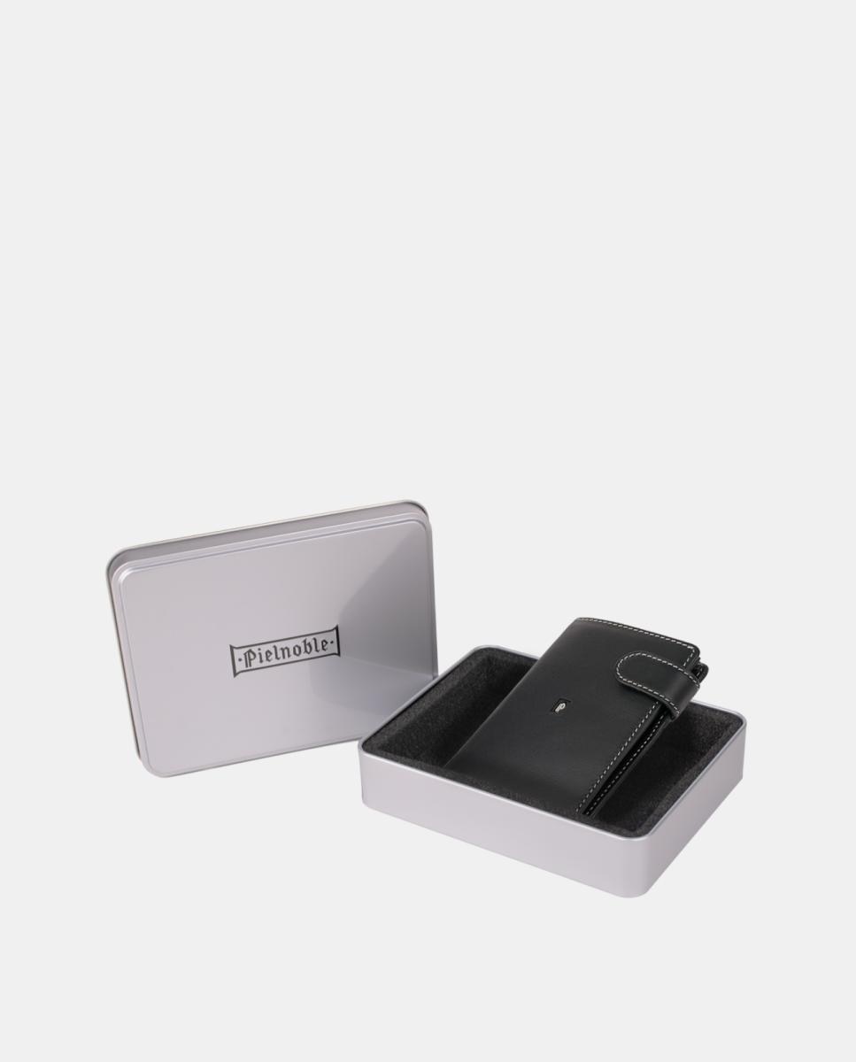 Carteira Vertical com Fecho Metálico Exterior Preto-6
