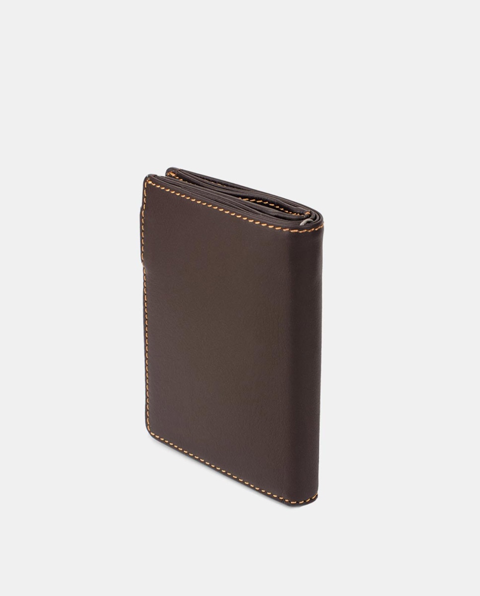 Carteira Vertical com Fecho Metálico Exterior Castanho-5