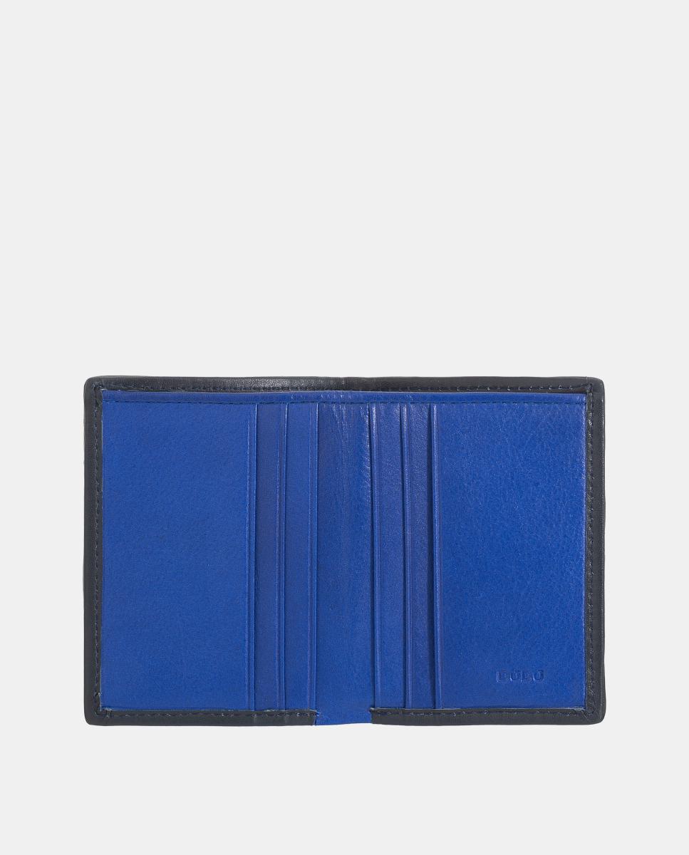 Cartera de hombre pequeña Dudu en piel de becerro napa con tarjetero - Azul marino Azul marino-2