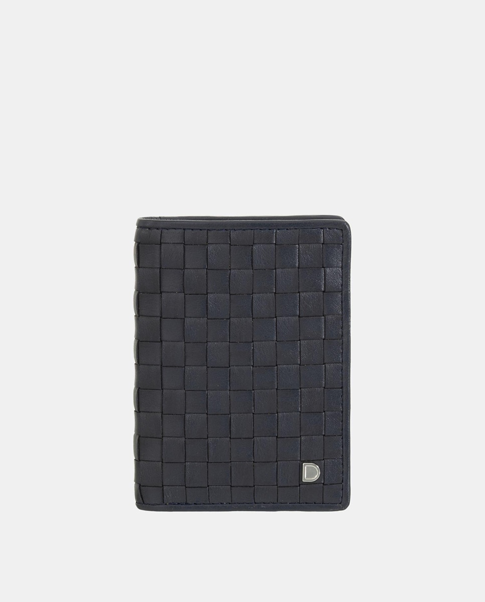 Cartera de hombre pequeña en piel de becerro napa con cremallera interior - Dudu - Azul marino Azul marino-1