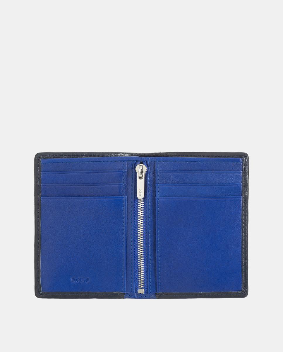 Cartera de hombre pequeña en piel de becerro napa con cremallera interior - Dudu - Azul marino Azul marino-2