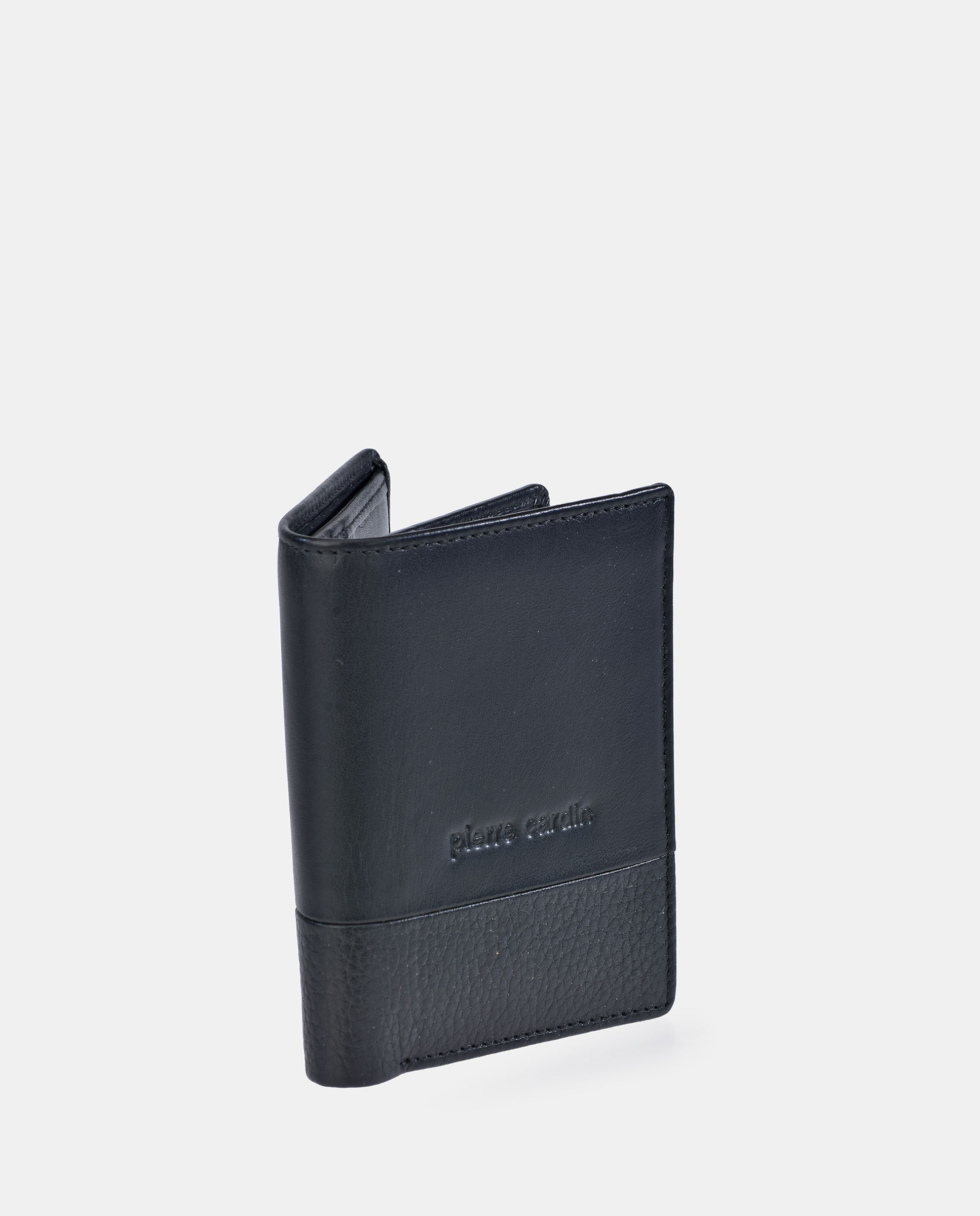 Cartera vertical en piel combinada de para hombre - Pierre Cardin - Negro Negro-2