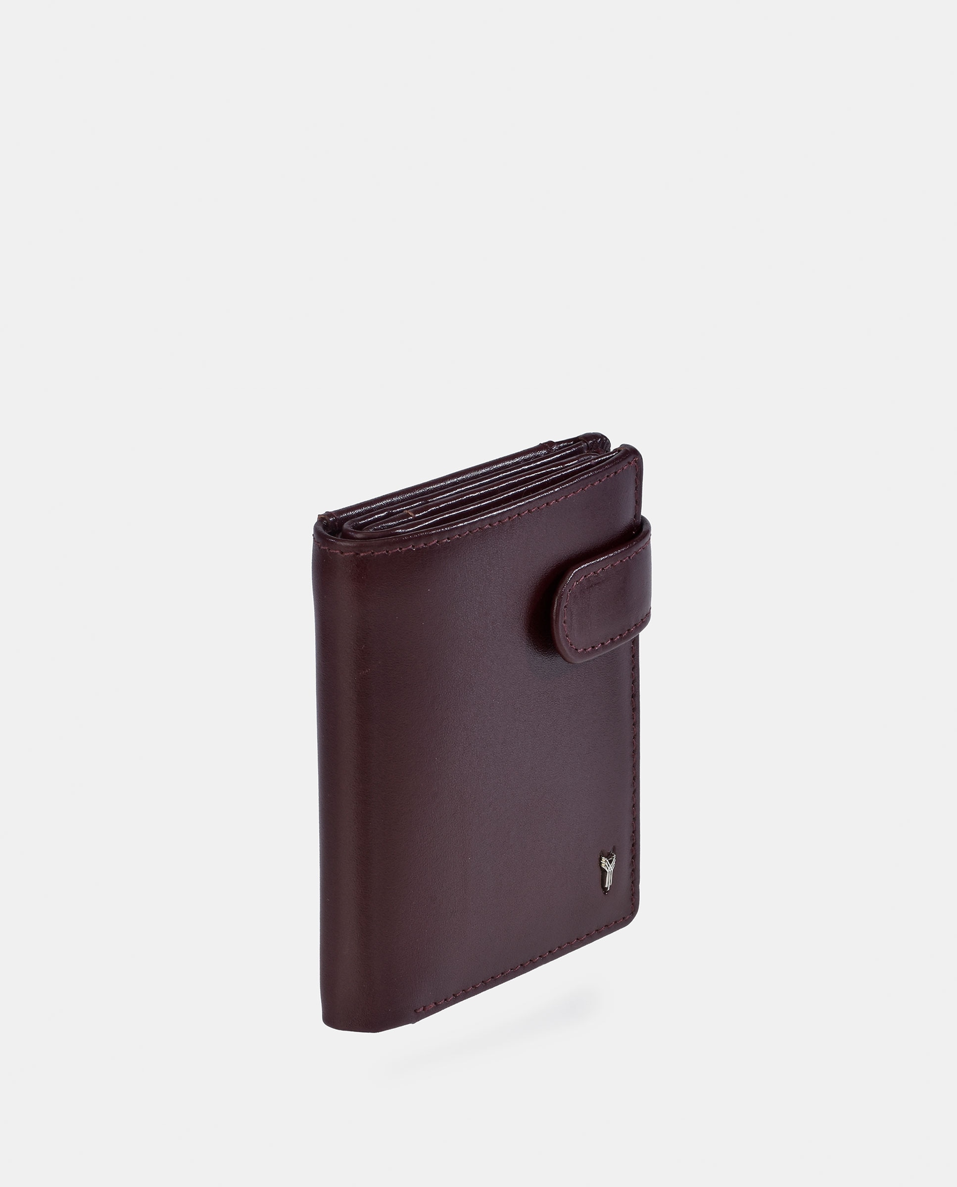 Carteira Vertical em Pele com Fecho - Cor Brandy Castanho-2