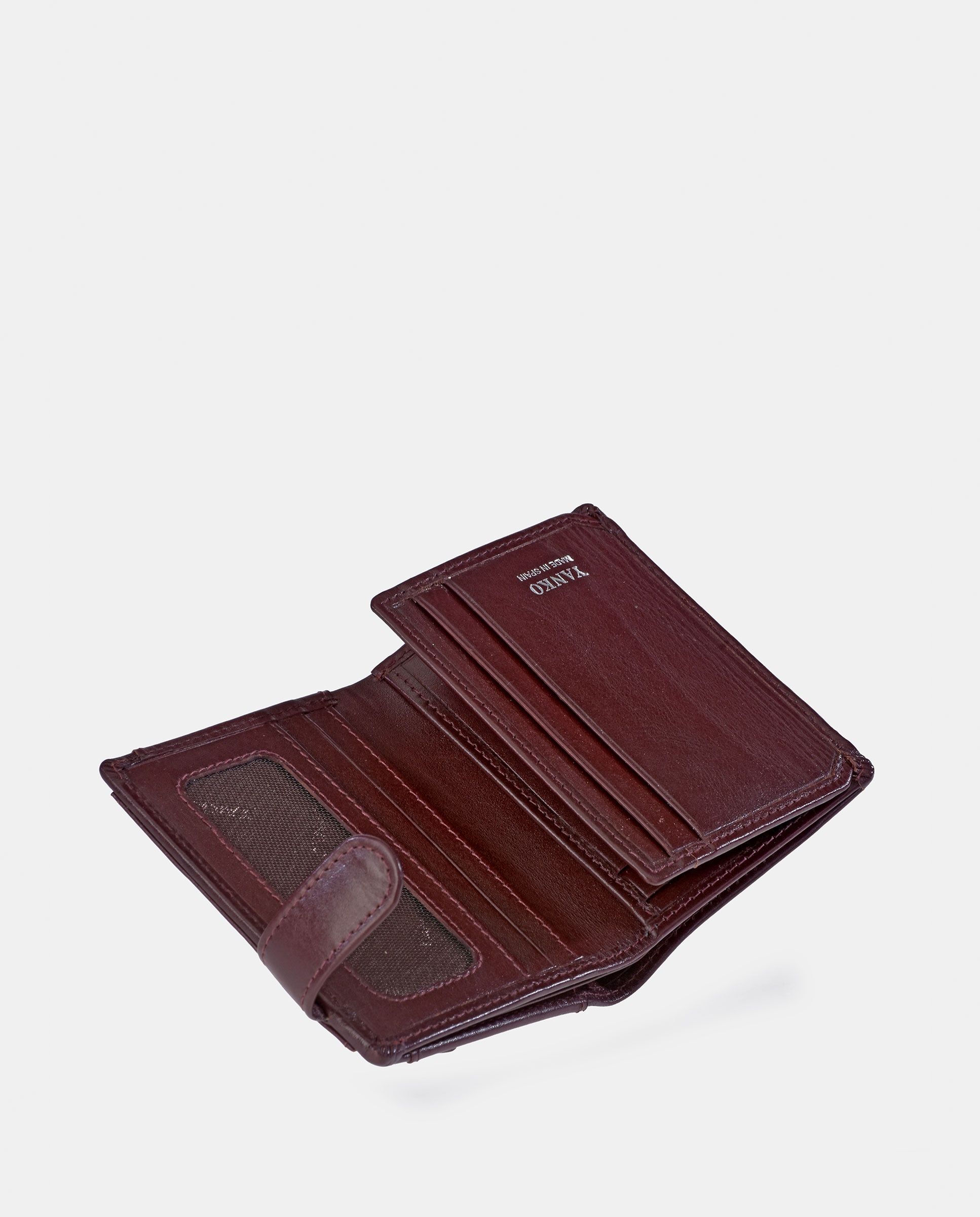 Carteira Vertical em Pele com Fecho - Cor Brandy Castanho-5