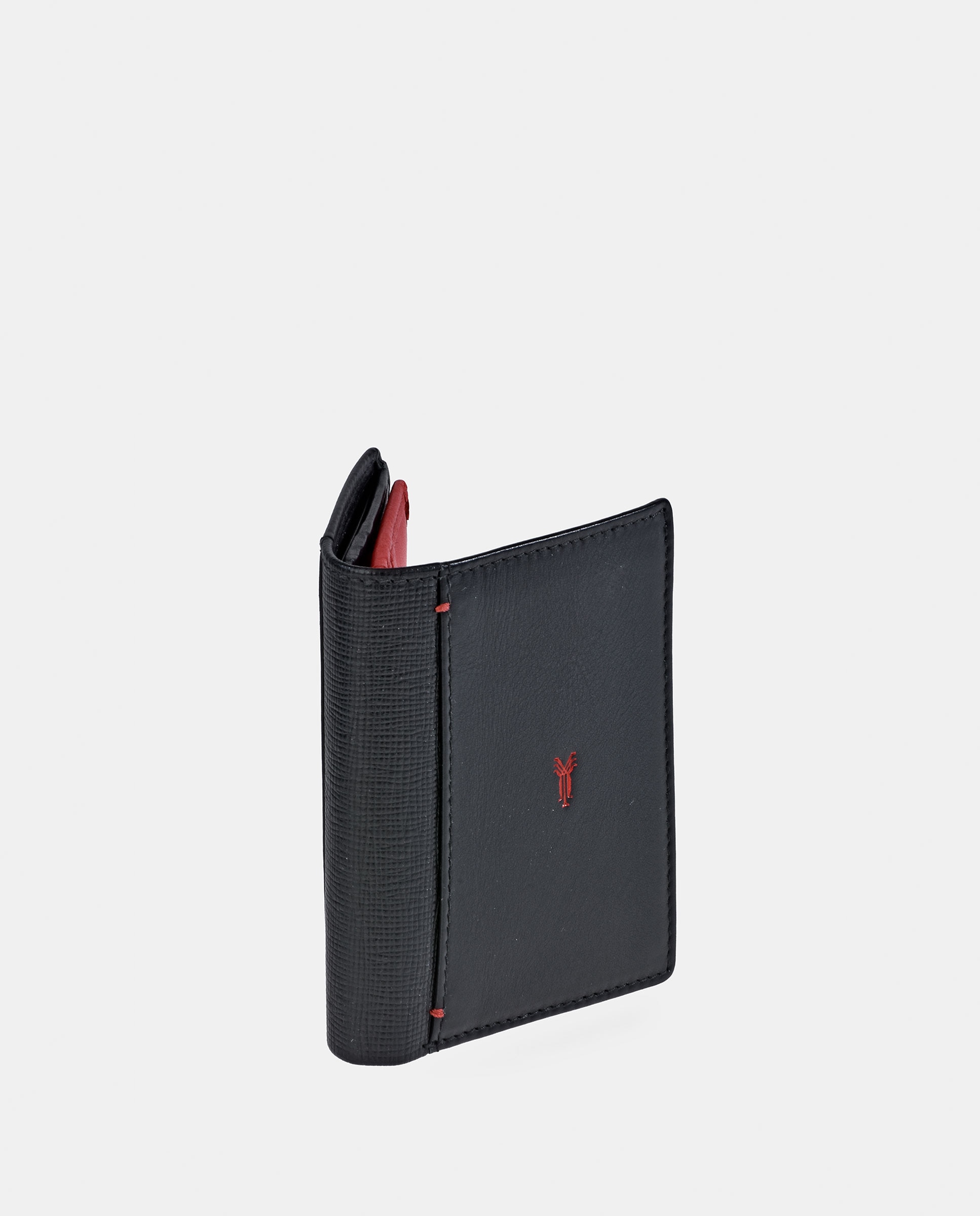 Carteira em Pele - Preto/Vermelho Preto-2
