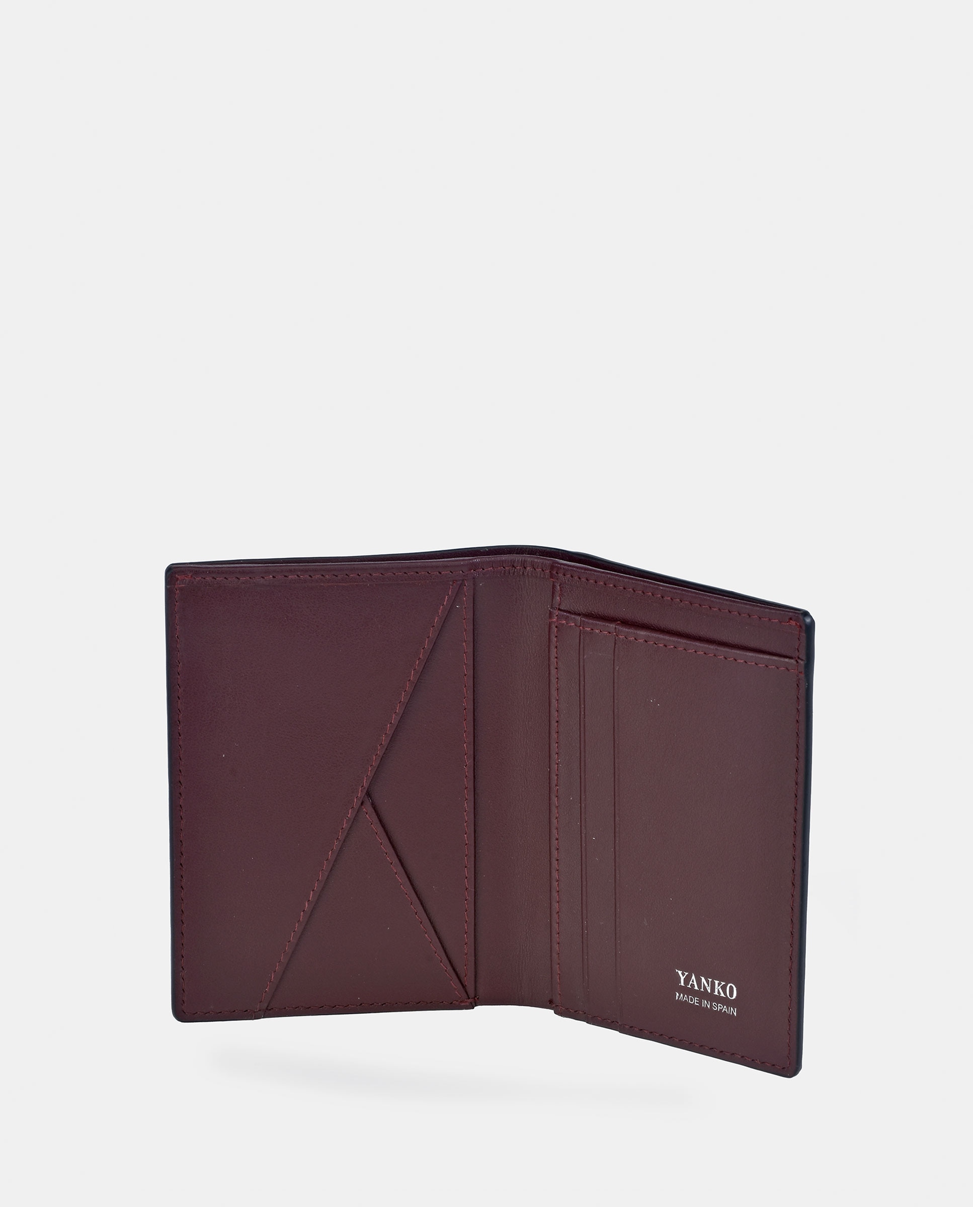 Cartera hombre con bolsillo exterior en piel color negro - Yanko - Granate Granate-3