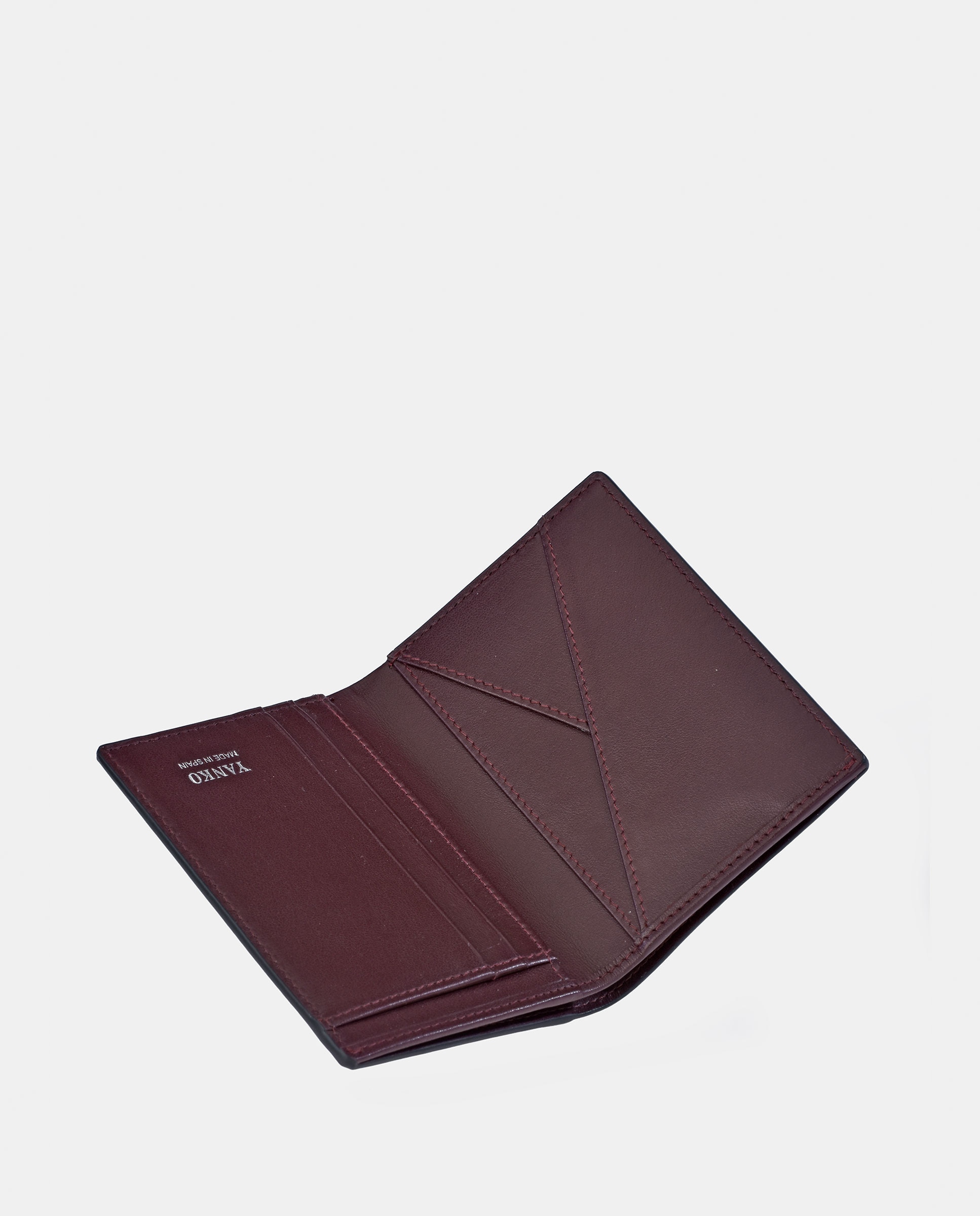 Cartera hombre con bolsillo exterior en piel color negro - Yanko - Granate Granate-4