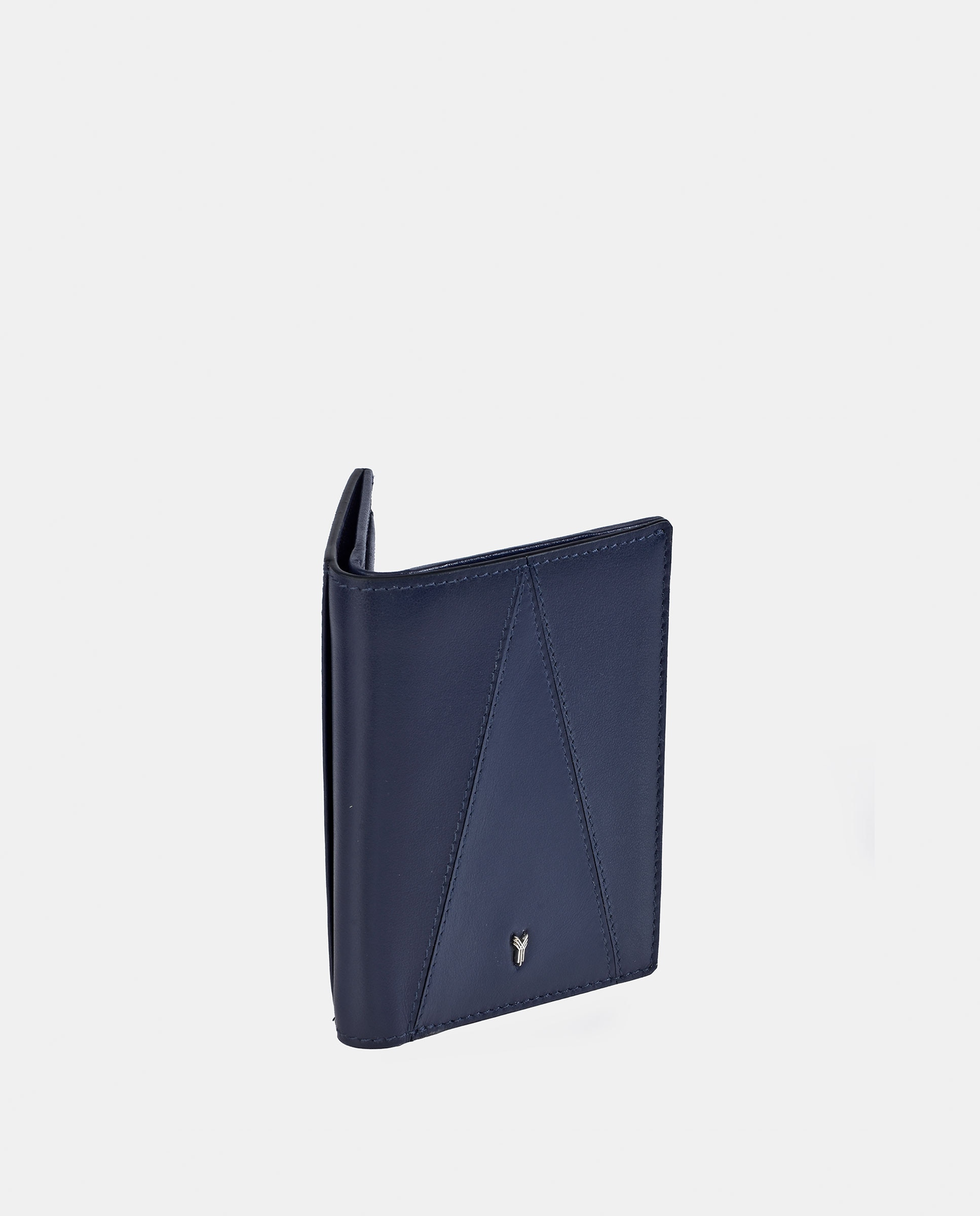 Carteira em Pele com Bolso Exterior - Preto Azul-marinho-2