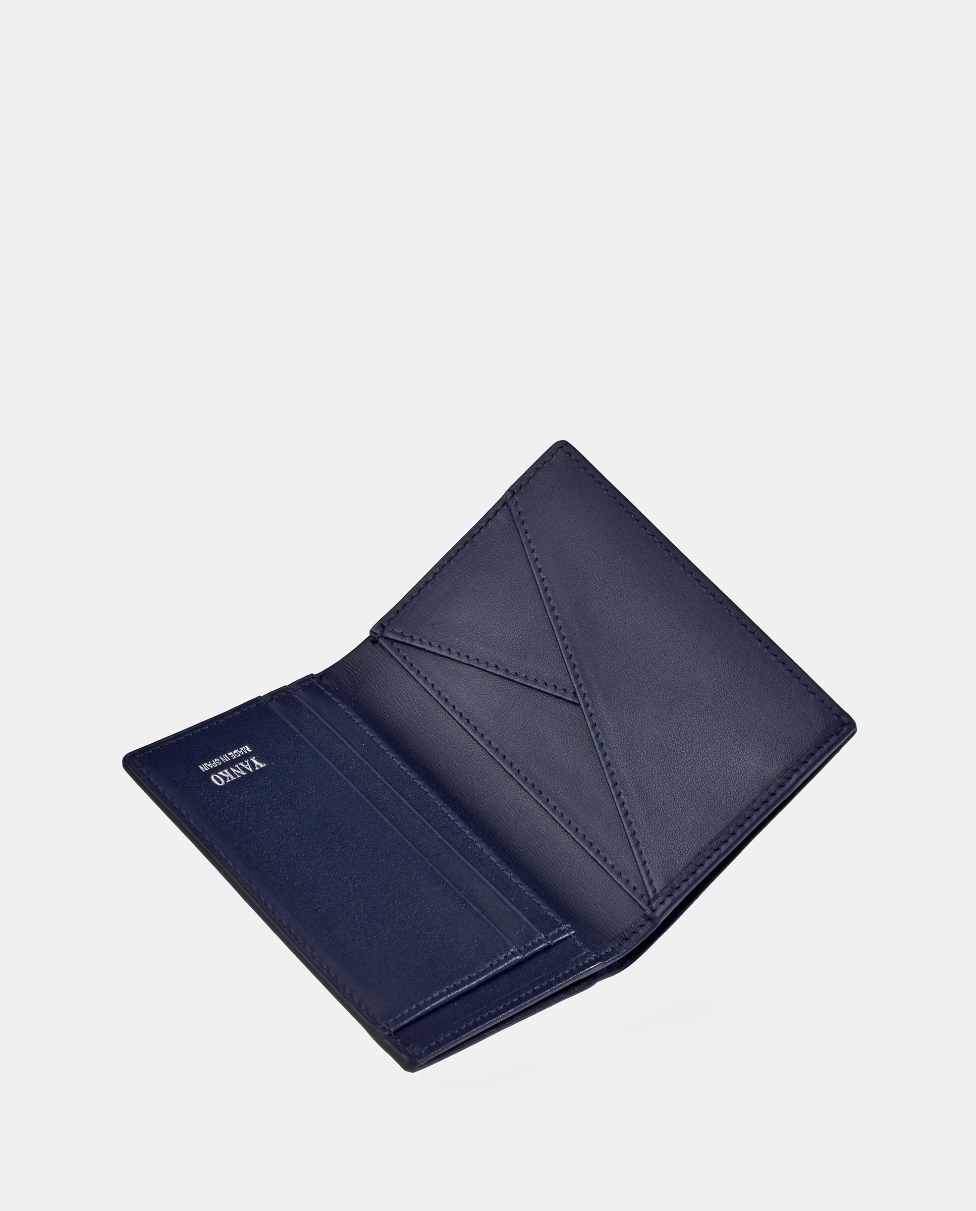 Carteira em Pele com Bolso Exterior - Preto Azul-marinho-5
