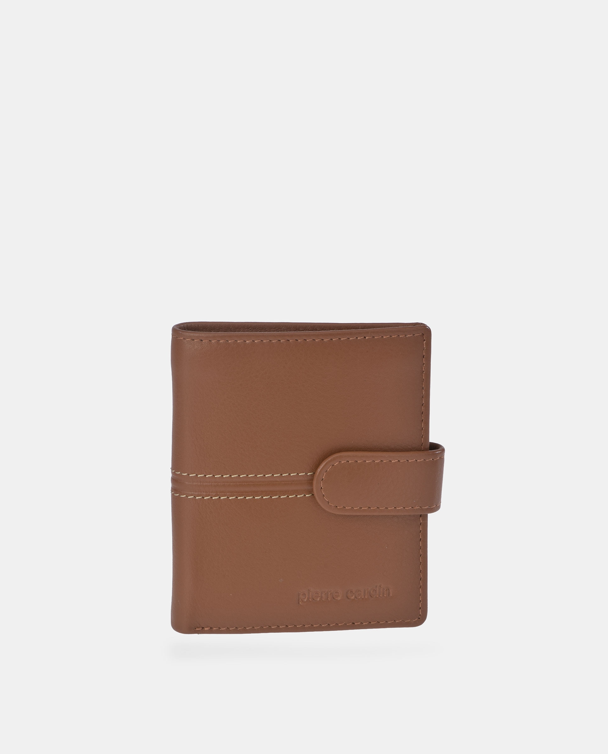 Imagem 0 de Carteira Vertical de Pele com Fecho e Porta-Moedas