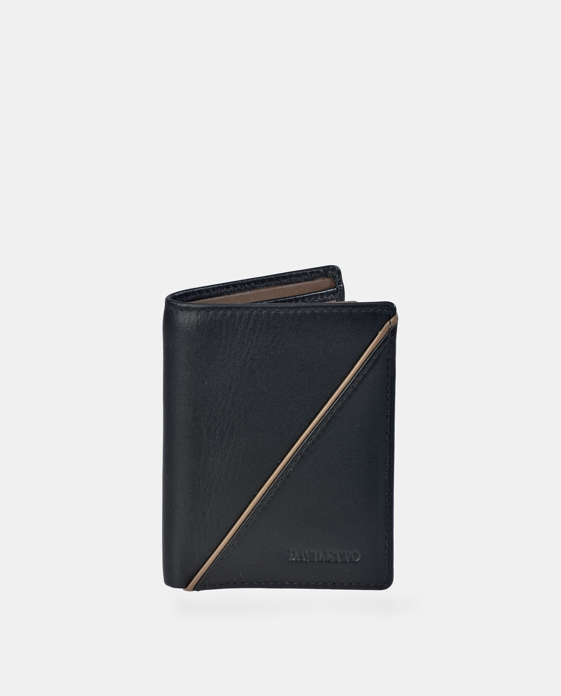 Cartera vertical en piel de hombre - Daviletto - Negro Negro-1