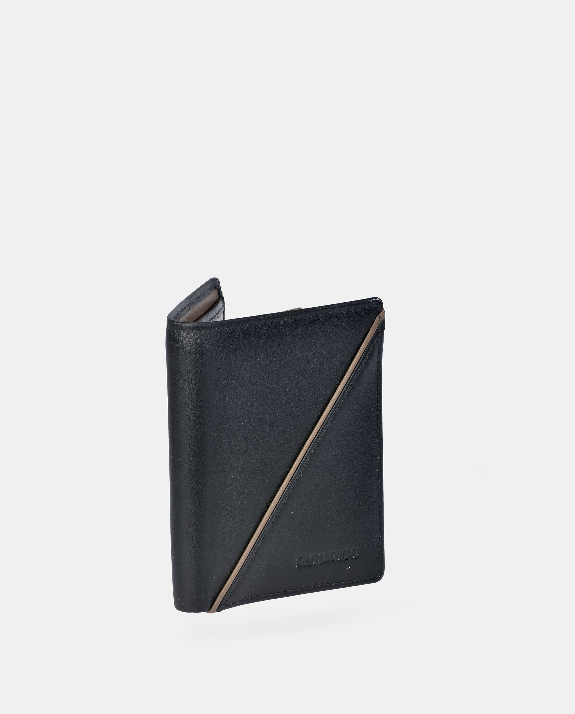 Cartera vertical en piel de hombre - Daviletto - Negro Negro-2