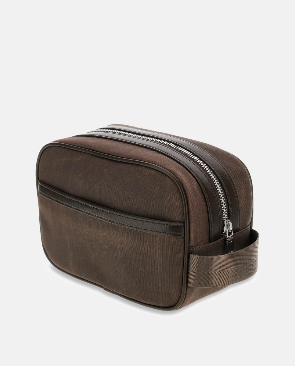 Neceser de hombre compacto de tamaño reducido con cuerpo estructurado - Guess - Marrón oscuro Marrón oscuro-2