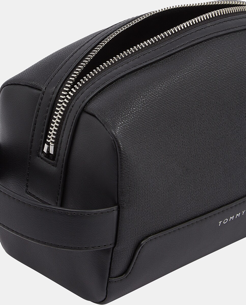 Nécessaire em Ecopele com Desenho de Logótipo à Frente Preto-4