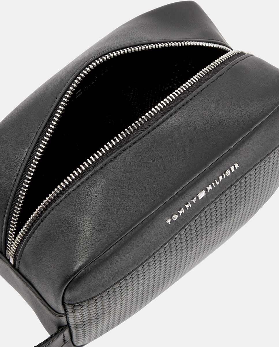 Nécessaire em Ecopele com Desenho de Logótipo à Frente Preto-4