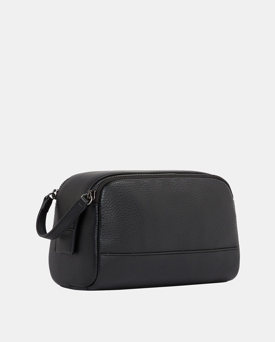 Nécessaire em Ecopele com Desenho de Logótipo à Frente Preto-2