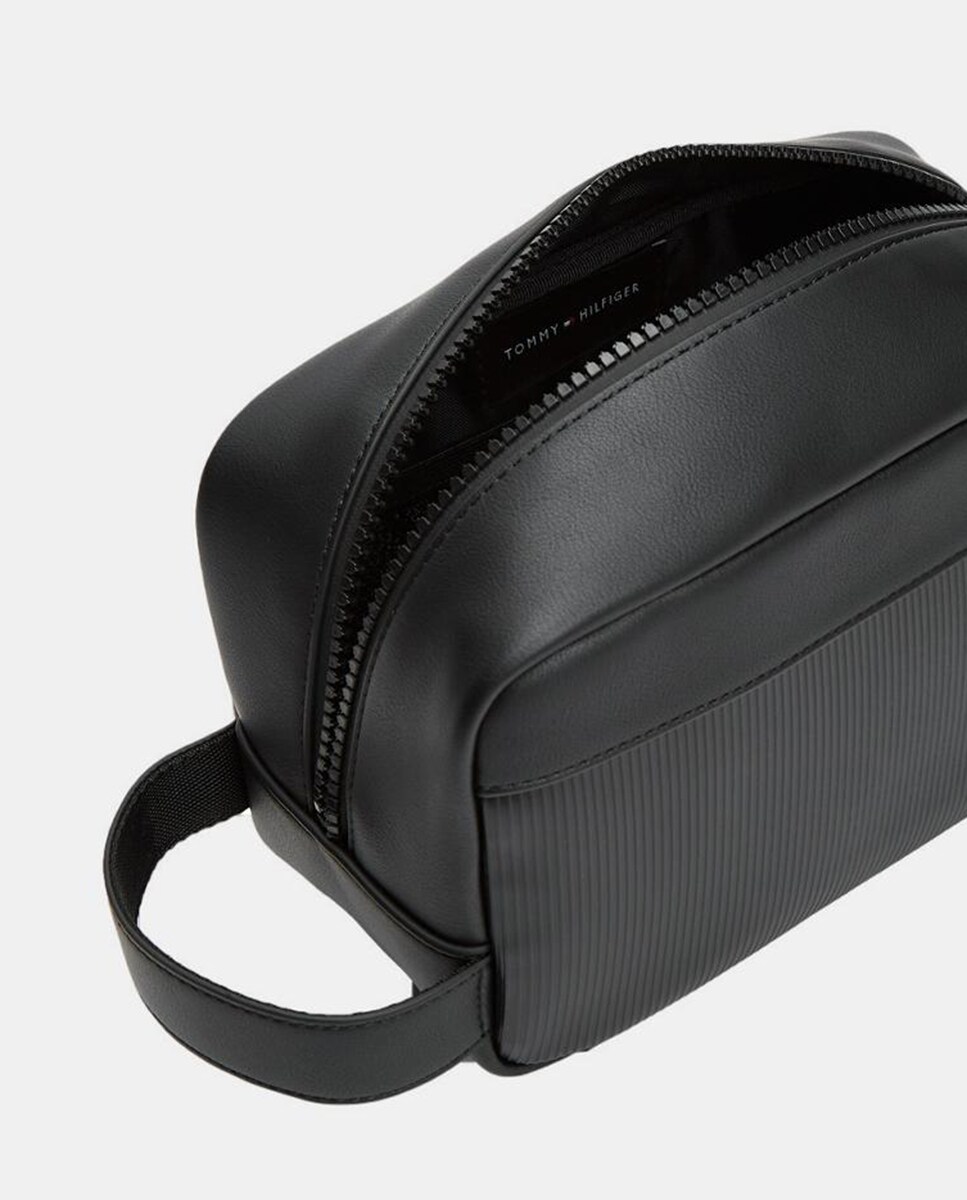 Nécessaire em Ecopele com Desenho de Logótipo à Frente Preto-4