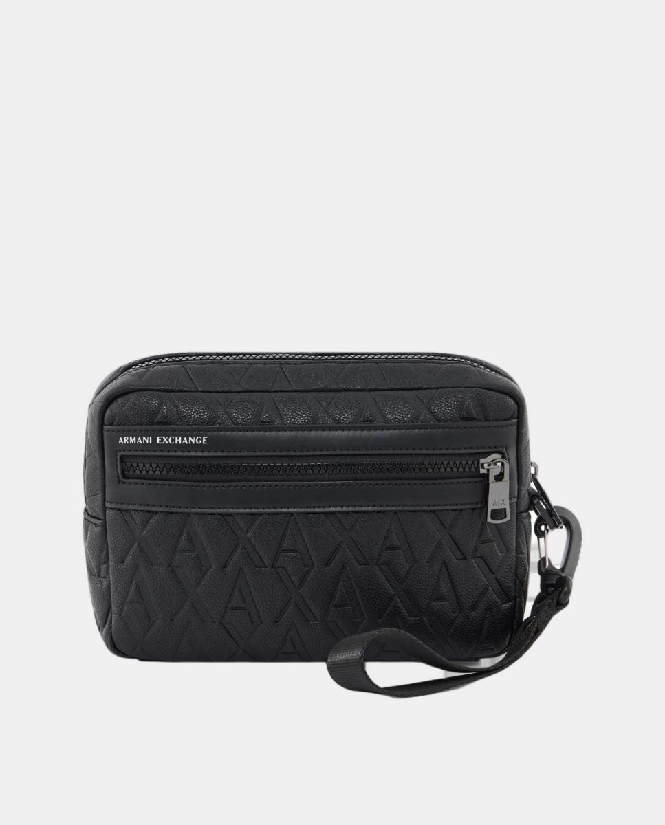 Nécessaire com Alça, Bolso Duplo e All Over Print de Logótipo Preto-2