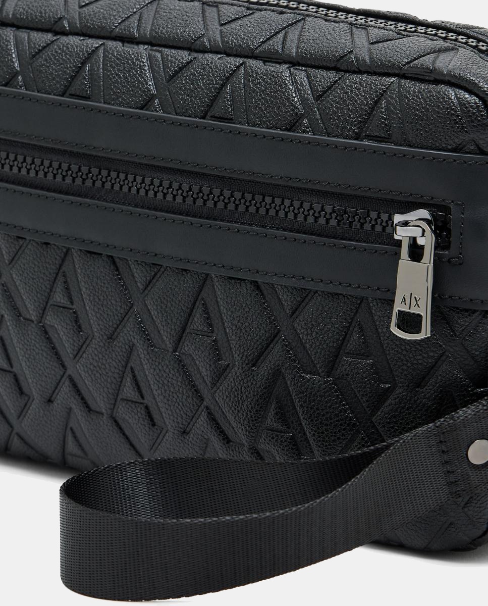 Nécessaire com Alça, Bolso Duplo e All Over Print de Logótipo Preto-3