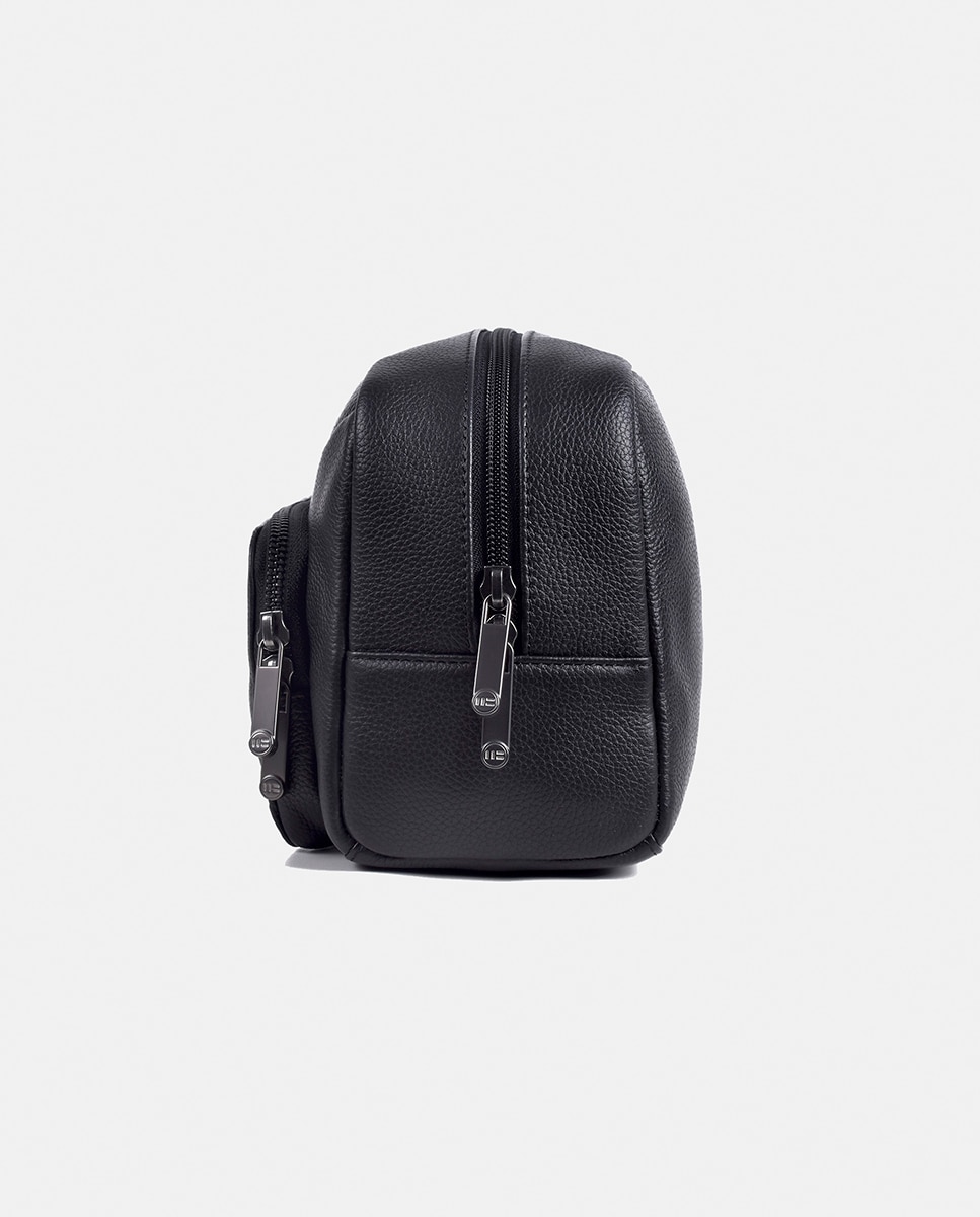 Nécessaire de Pele Legítima de Grão Natural Preto-2
