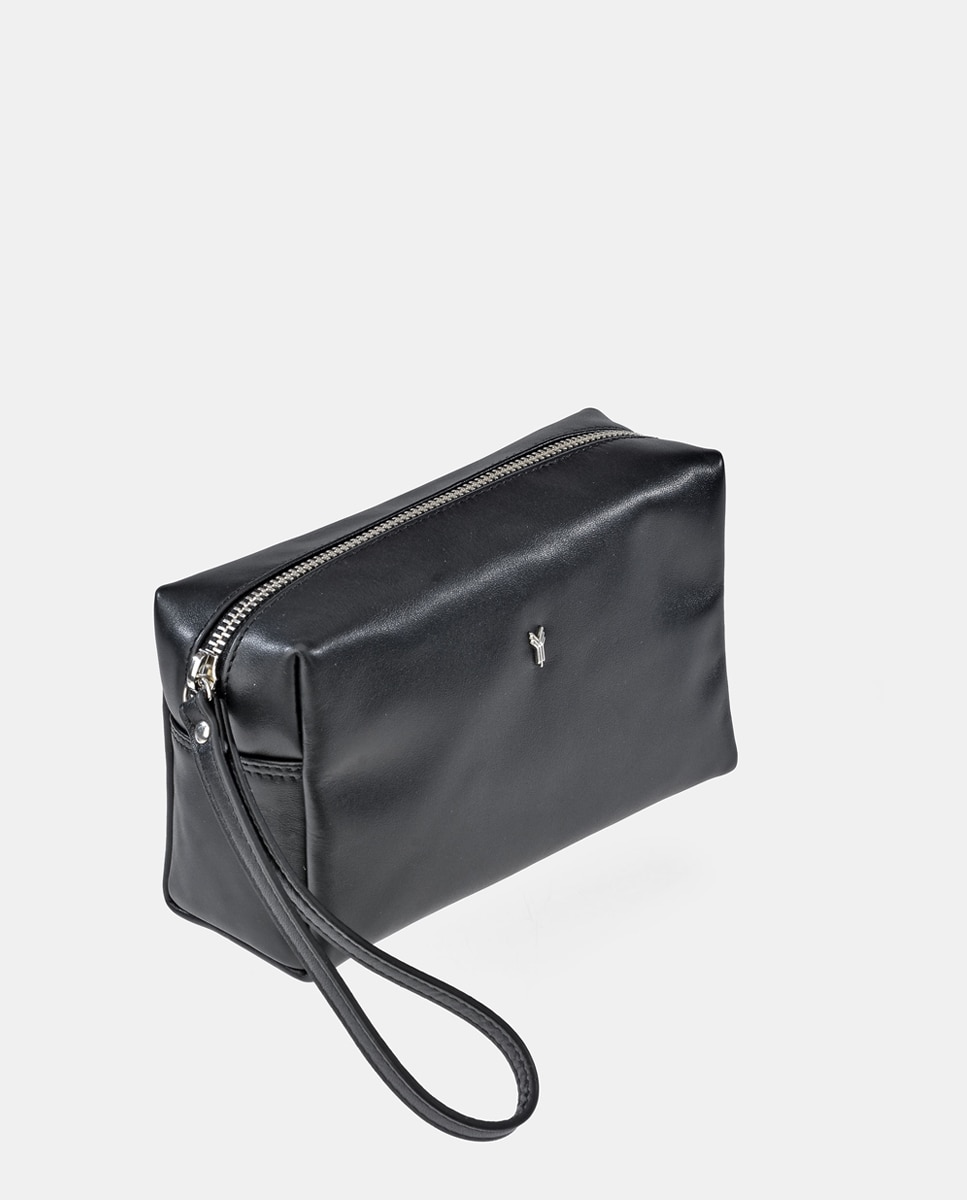 Nécessaire em Pele com Fecho de Correr - Preto Preto-2