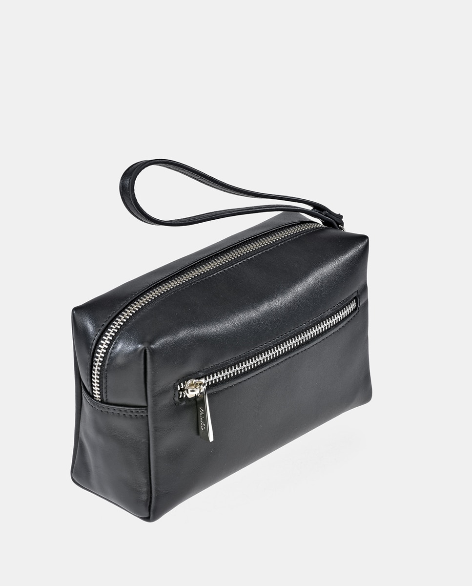 Nécessaire em Pele com Fecho de Correr - Preto Preto-3