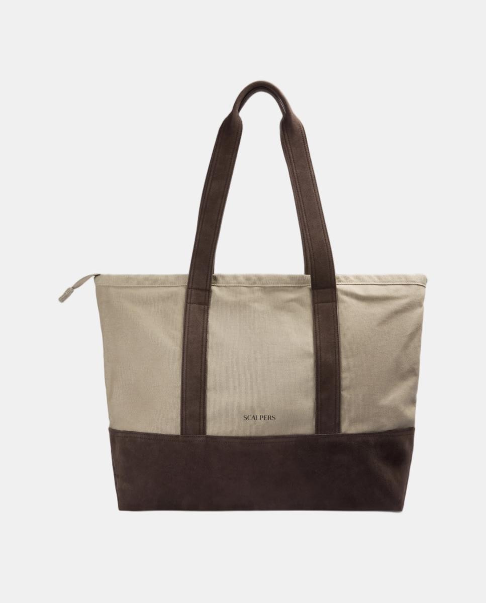 Bolso con cuero a contraste de hombre - Scalpers - Marrón Marrón-2