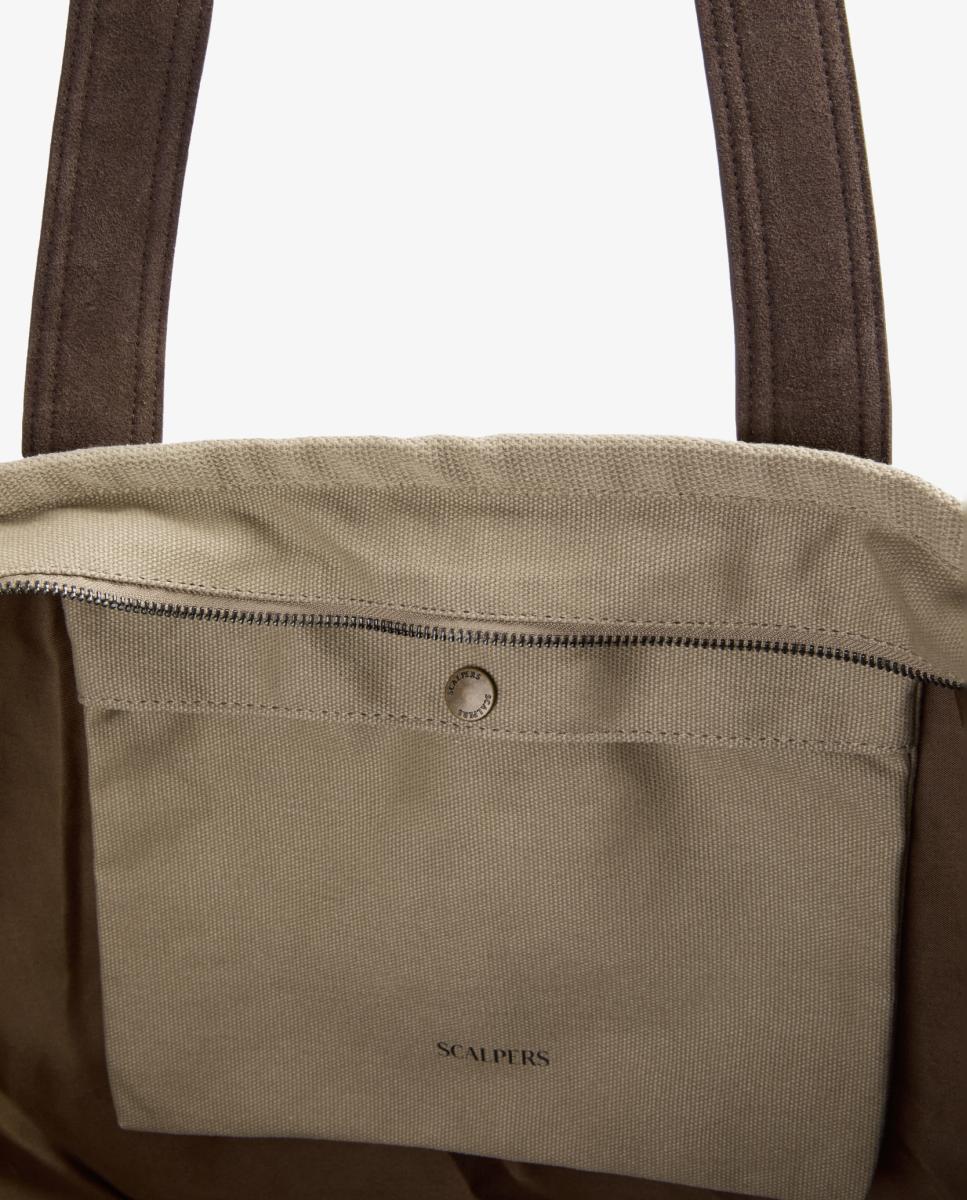 Bolso con cuero a contraste de hombre - Scalpers - Marrón Marrón-6