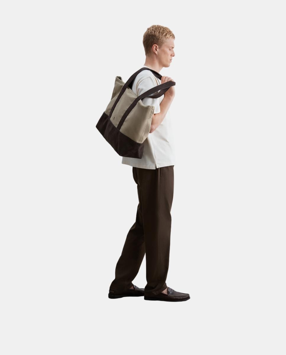Bolso con cuero a contraste de hombre - Scalpers - Marrón Marrón-7