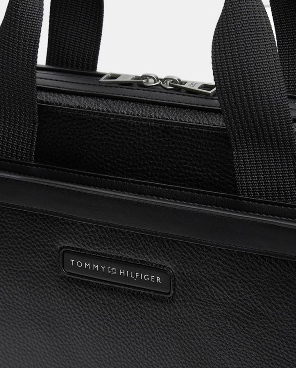 Mala em Ecopele com Alça de Tiracolo Ajustável e Logótipo à Frente Preto-2