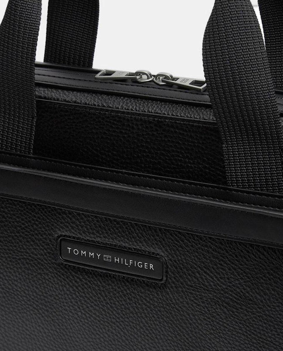 Mala em Ecopele com Alça de Tiracolo Ajustável e Logótipo à Frente Preto-2