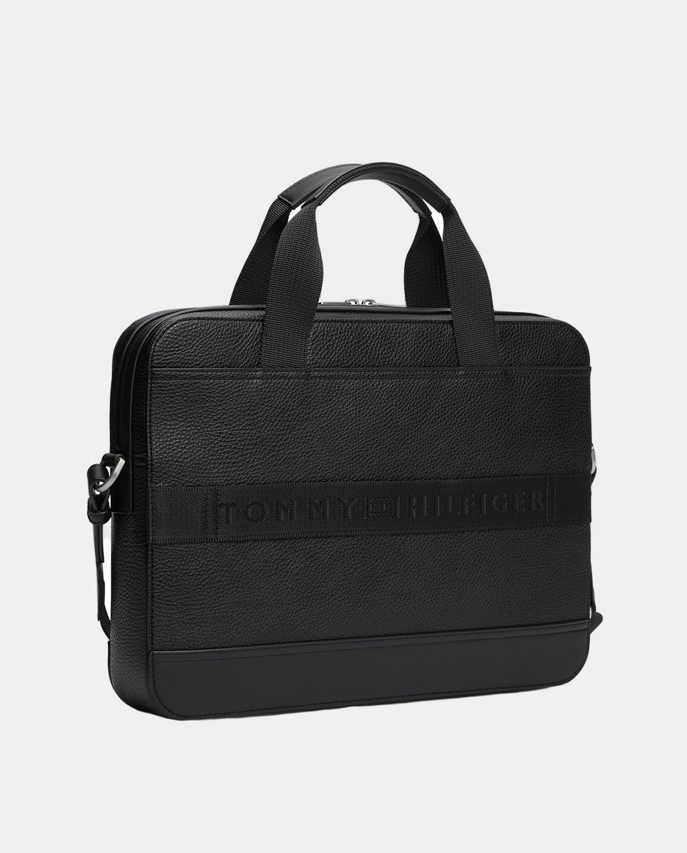 Mala em Ecopele com Alça de Tiracolo Ajustável e Logótipo à Frente Preto-3