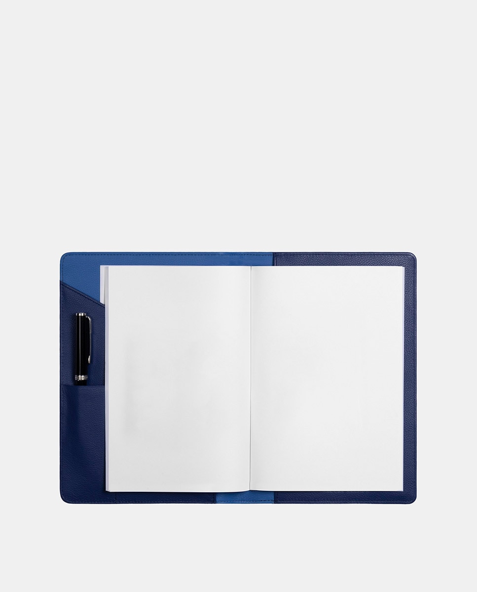 Porta-Agenda em Pele Rematado com Logótipo Azul-2