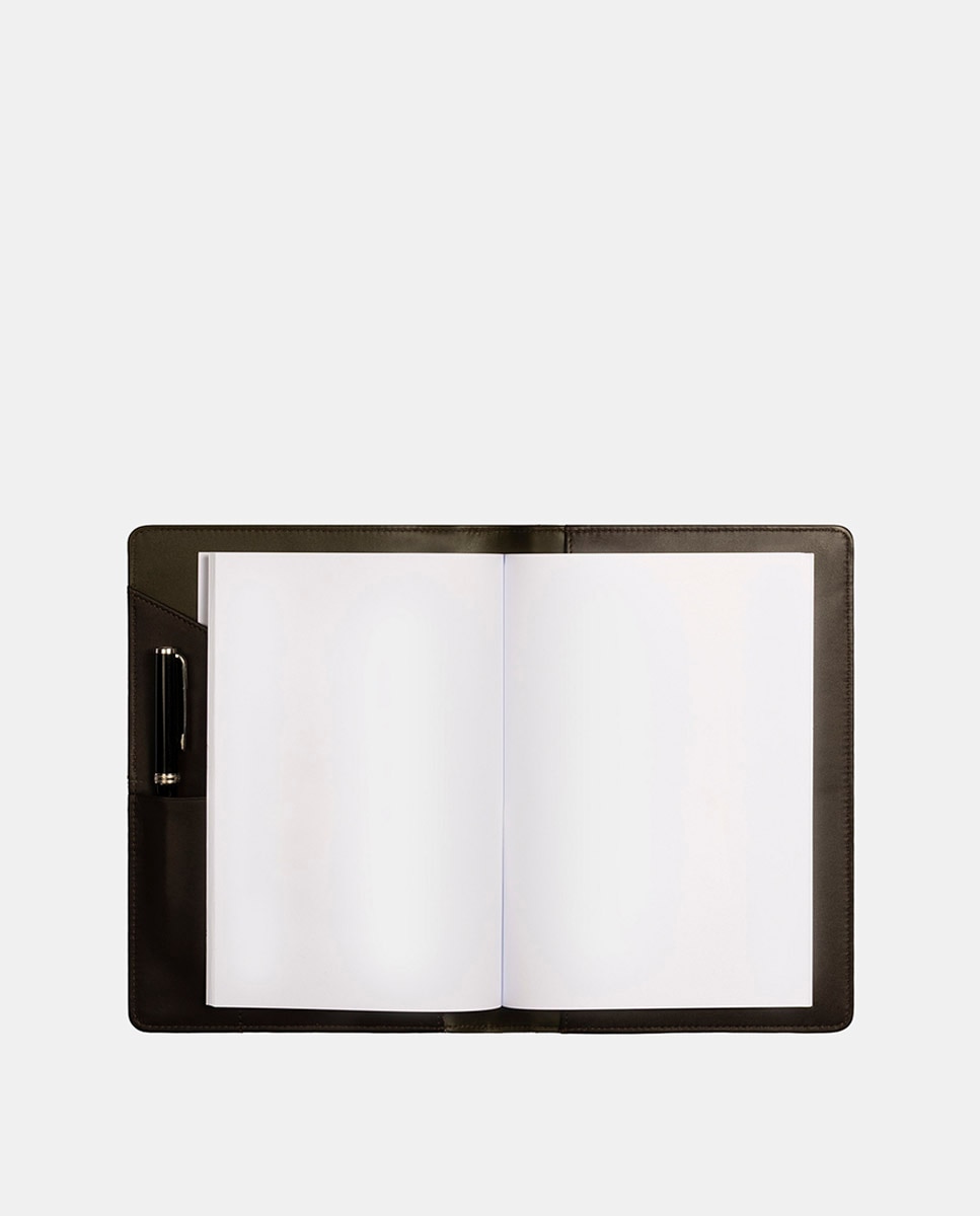 Porta-Agenda em Pele Rematado com Logótipo Castanho-2