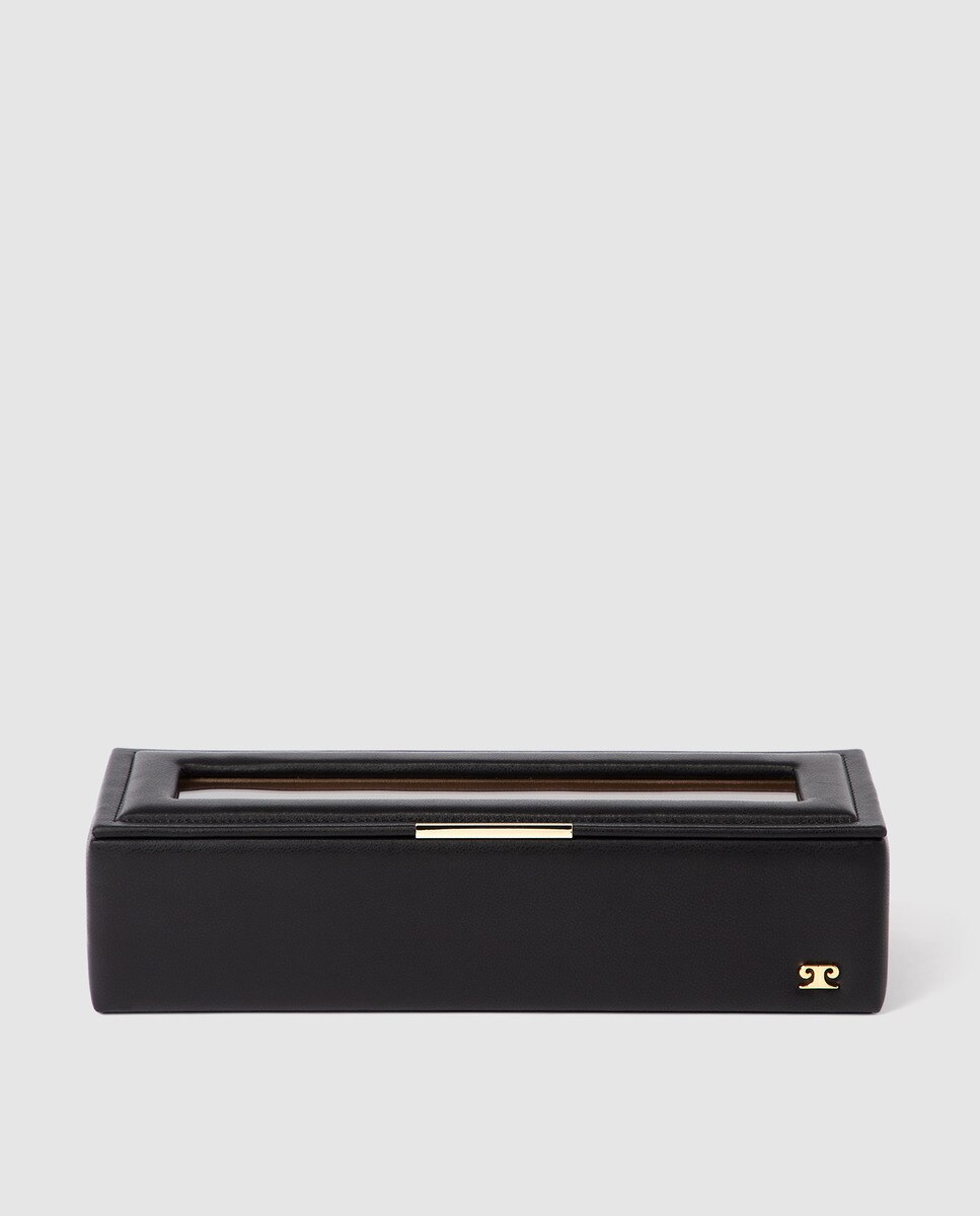 Porta-relógios castanho com pregadeira Preto-1