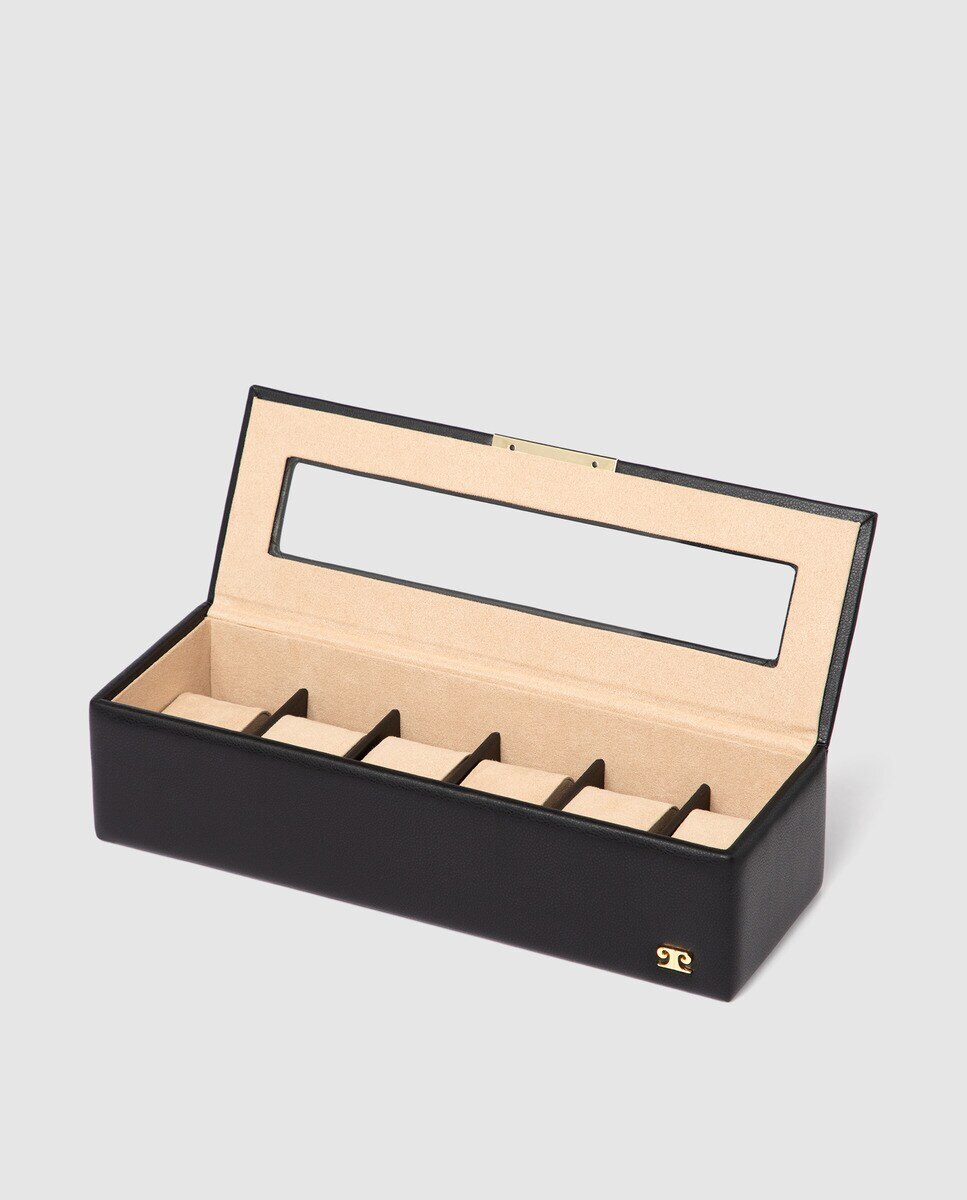 Porta-relógios castanho com pregadeira Preto-2