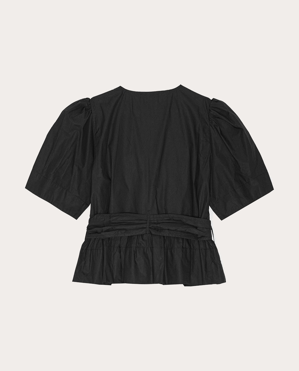 Blusa Franzida de Algodão Preto-2