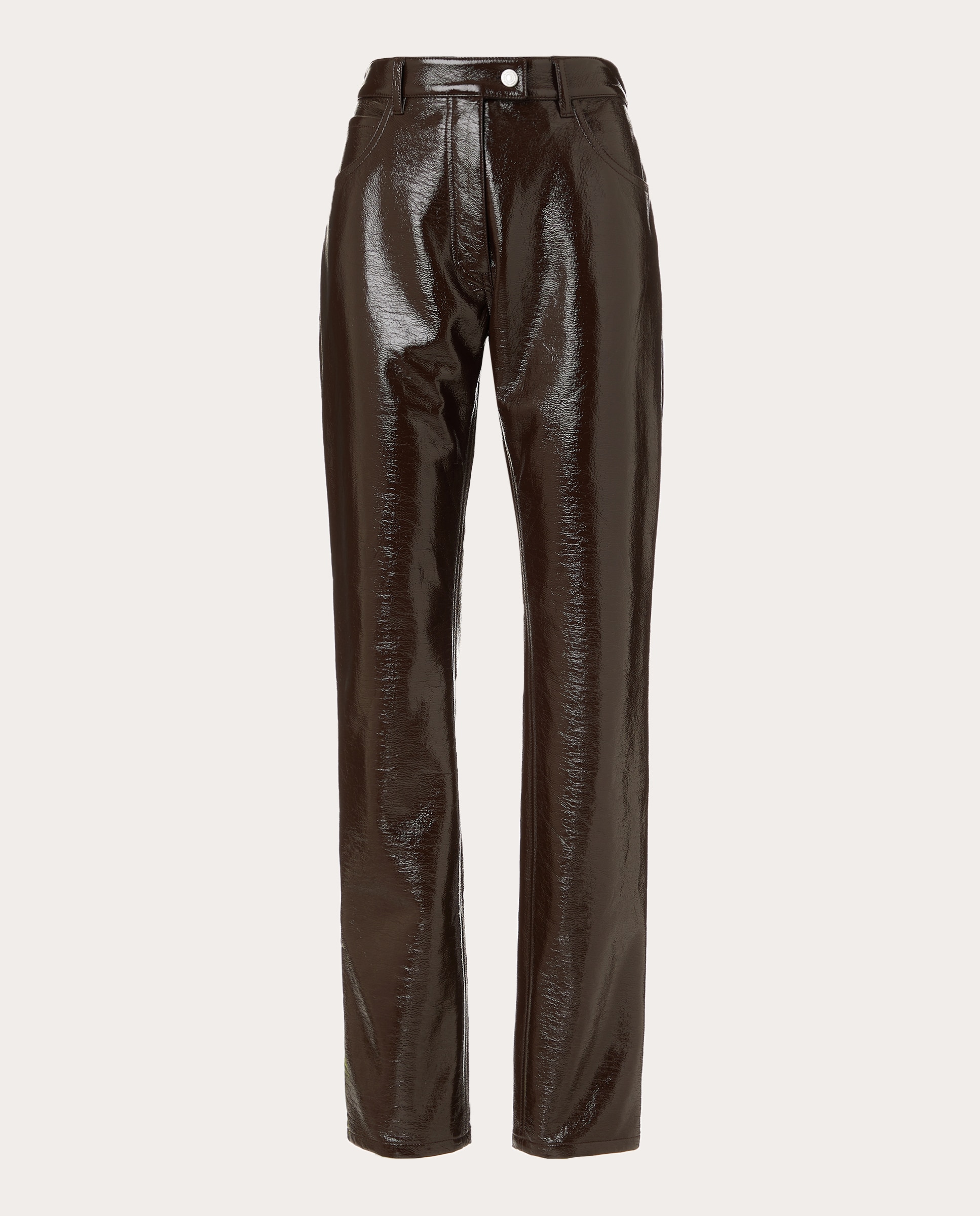 Pantalón recto de vinilo - Marrón Marrón-1