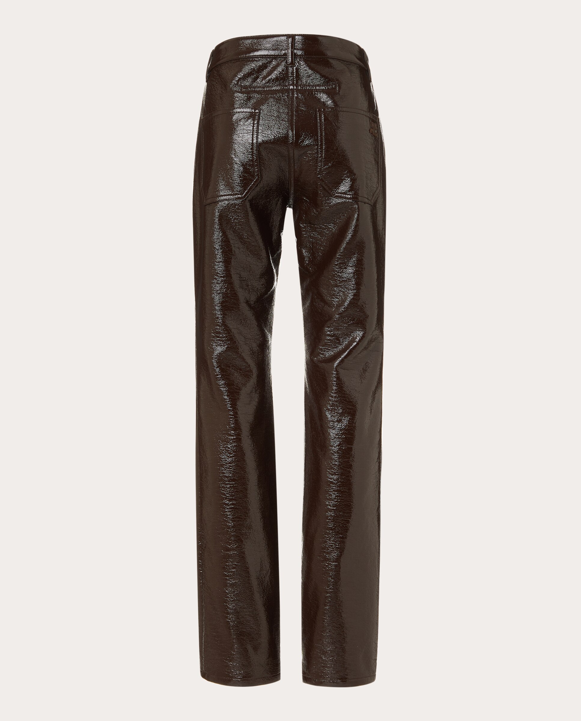 Pantalón recto de vinilo - Marrón Marrón-2
