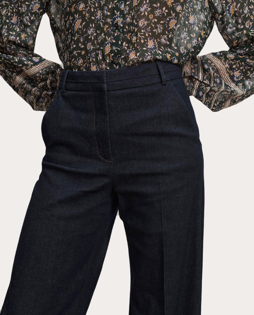 Calças Direitas Crue Azul-escuro-2