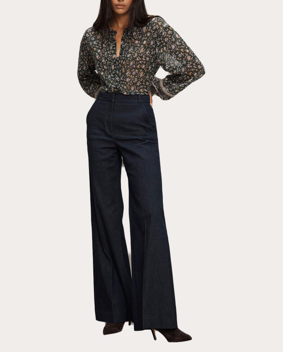 Calças Direitas Crue Azul-escuro-3